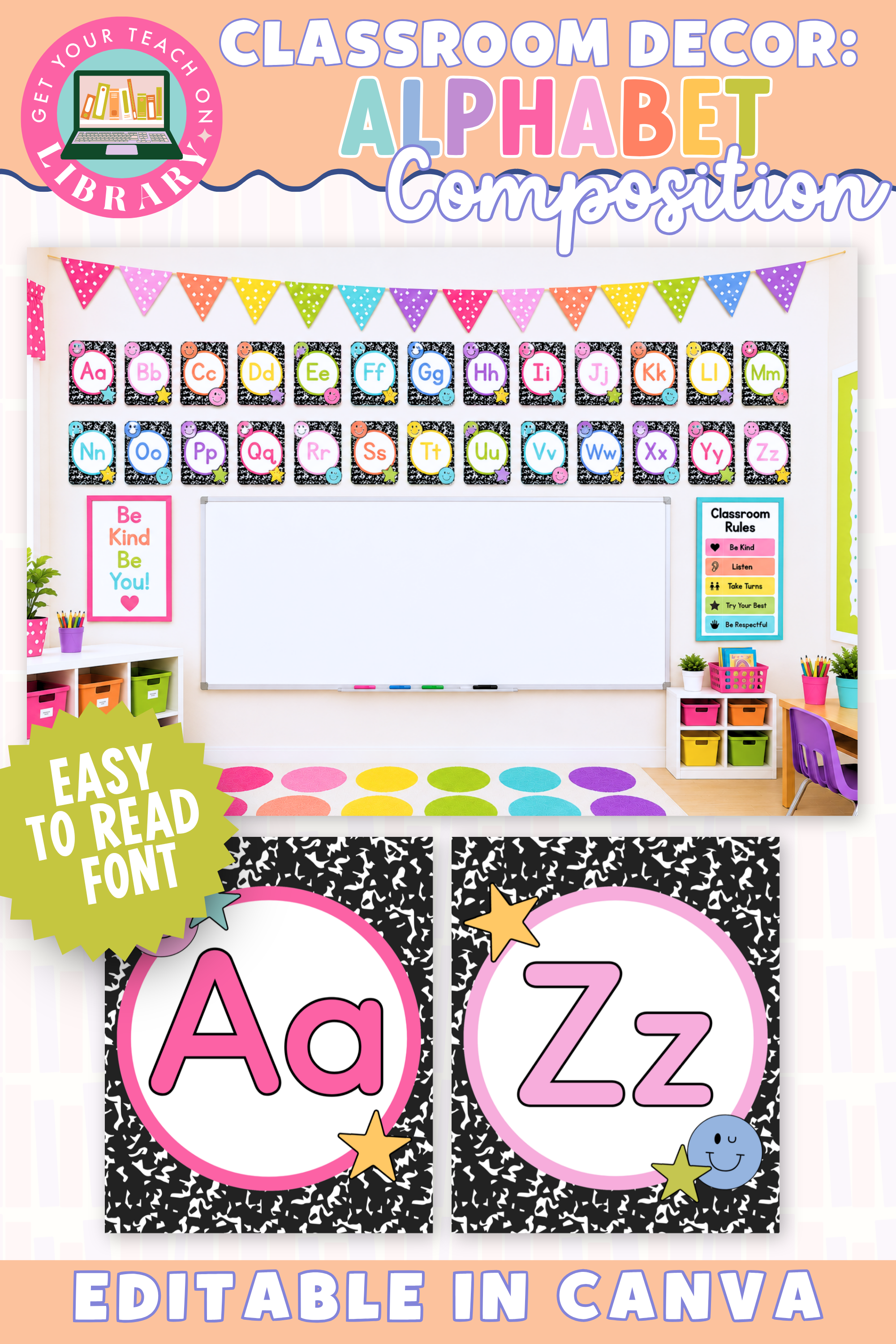 GYTO Classroom Decor: Alphabet Composition Theme | Bright Classroom Decor
