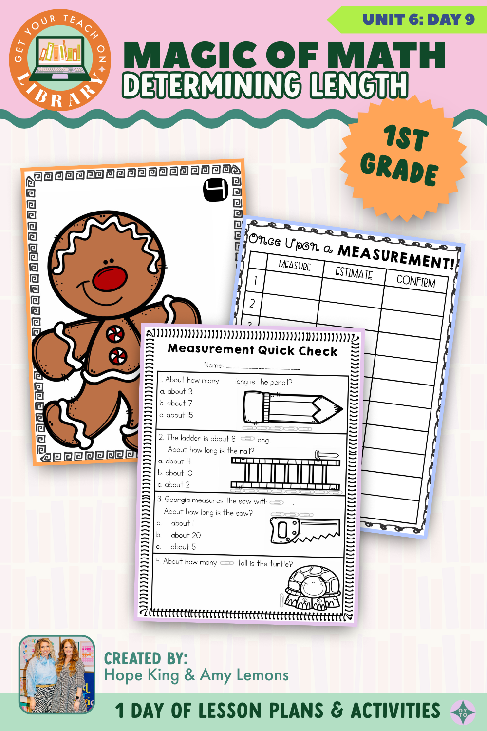 1st Grade Magic of Math: Unit 6 Day 9 Determining Length