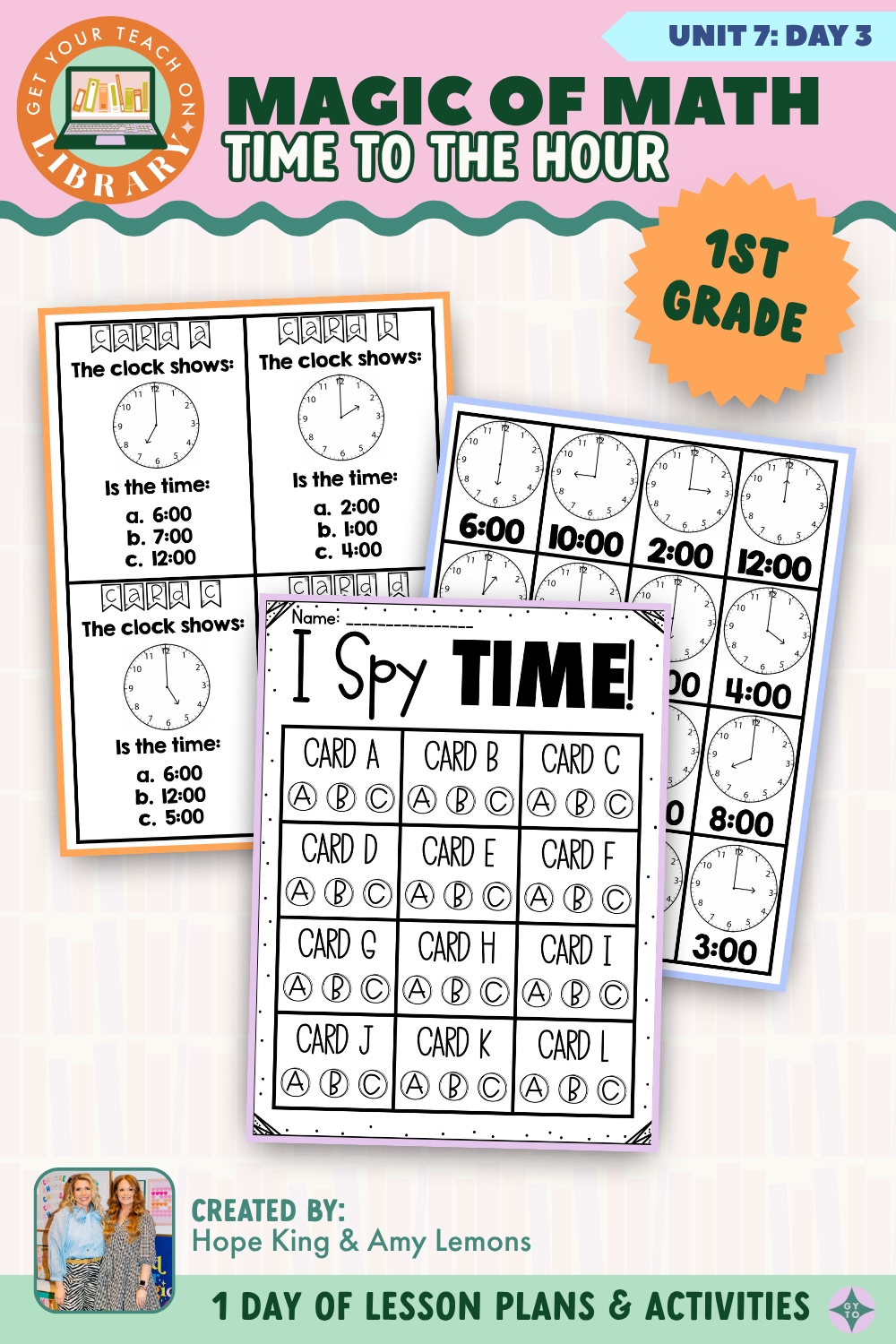 1st Grade Magic of Math: Unit 7 Day 3 Time to the Hour