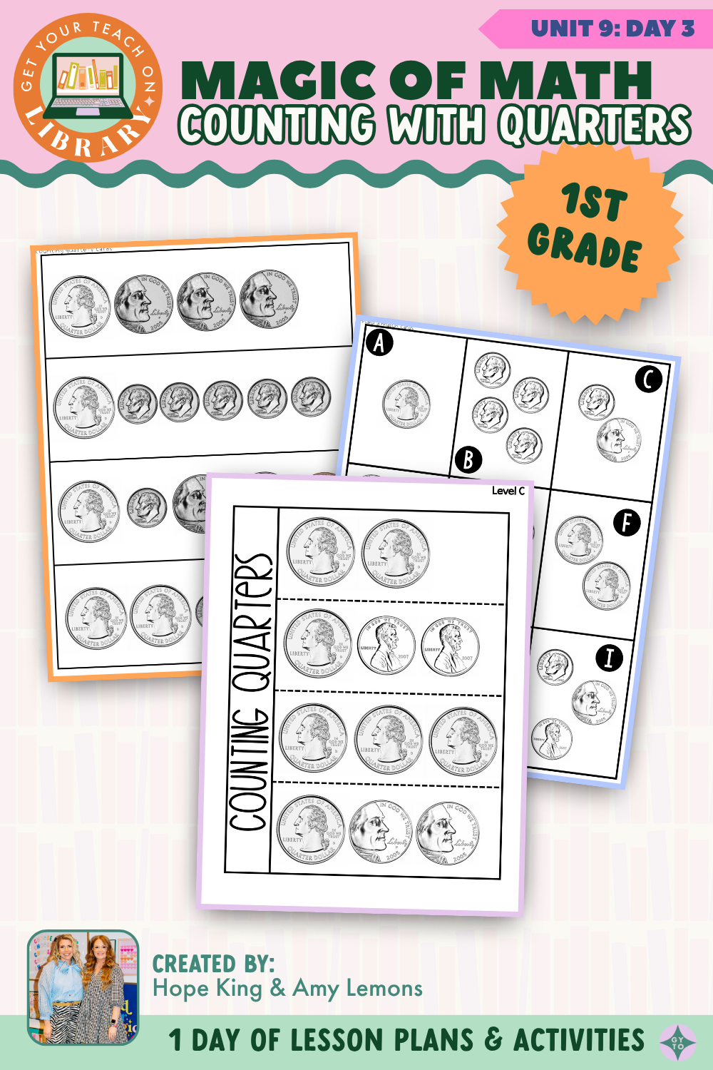1st Grade Magic of Math: Unit 9 Day 3 Counting with Quarters