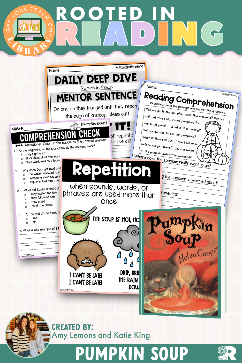 Rooted in Reading:Pumpkin Soup Read Aloud Activities | Reading Comprehension for Repetition, Rhyme, and Rhythm