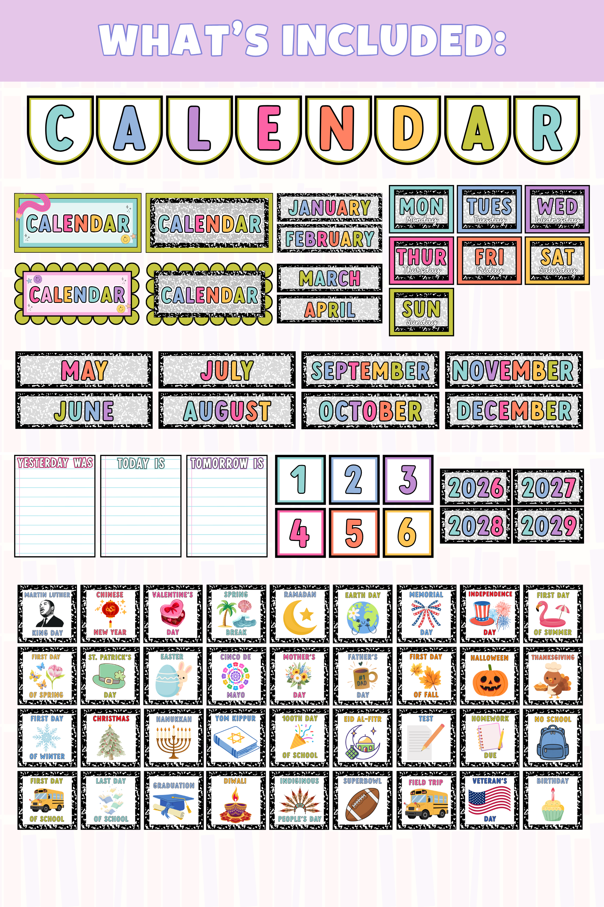GYTO Classroom Decor: Pocket Chart Calendar | Bright Classroom Decor