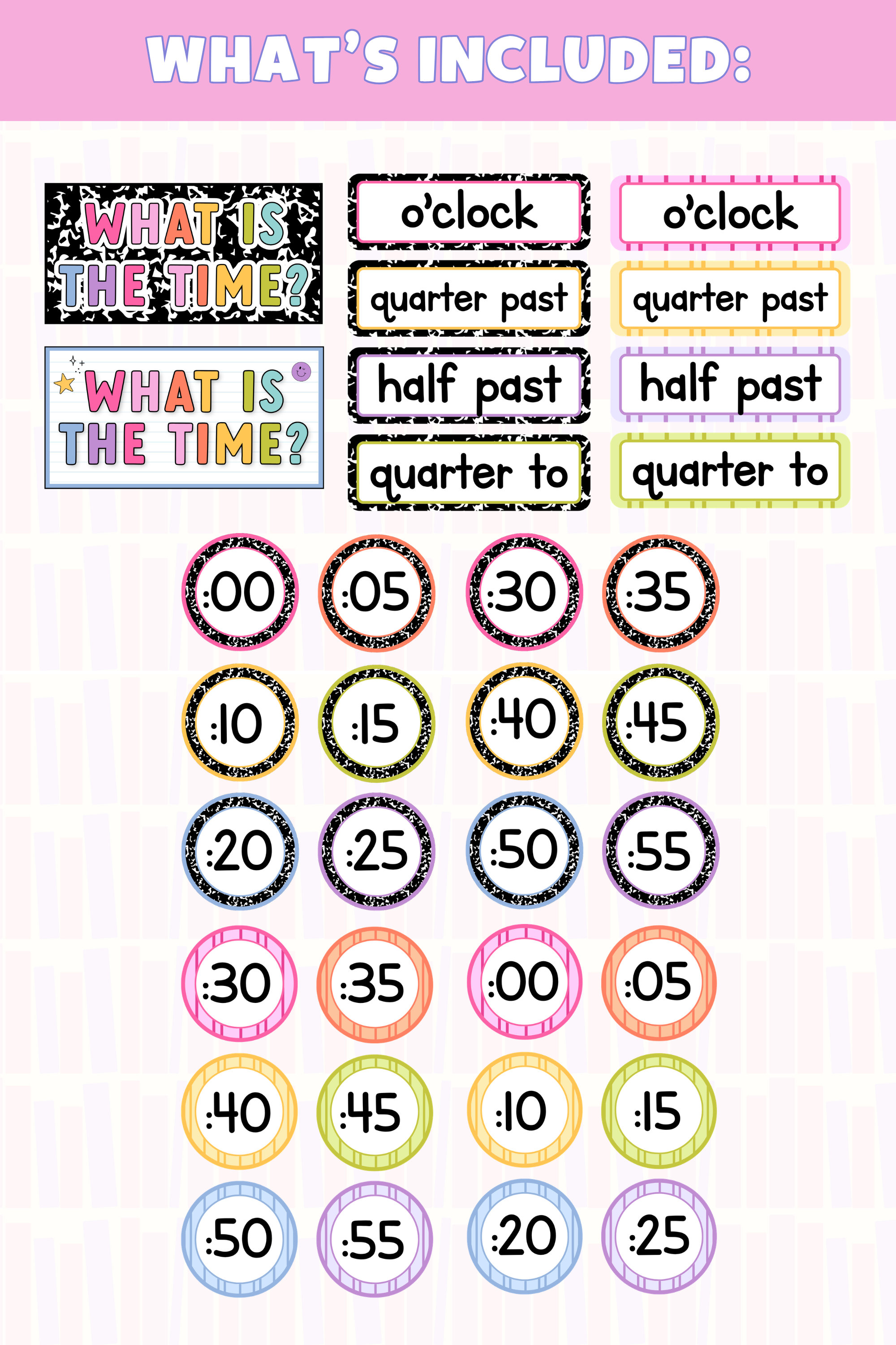 GYTO Classroom Decor: Clock Labels | Bright Classroom Decor