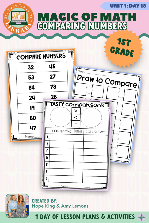 1st Grade Magic of Math Unit 1 Day 18: Comparing Numbers by Hope King, Amy Lemons and Get Your Teach On