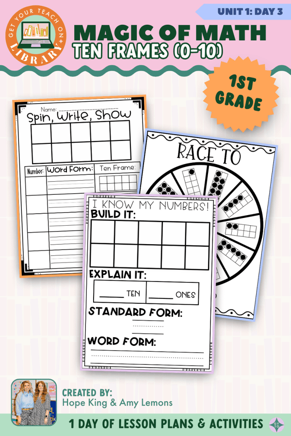 1st Grade Magic of Math Unit 1 Day 3: Ten Frames (1-10) by Hope King, Amy Lemons and Get Your Teach On