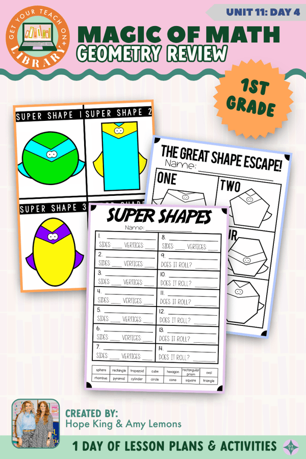 1st Grade Magic of Math Unit 11 Day 4: Geometry Review – printable math lesson by Hope King, Amy Lemons and Get Your Teach On