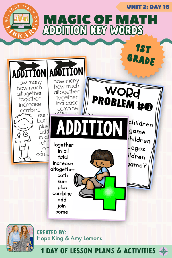 1st Grade Magic of Math Unit 2 Day 16: Addition Key Words by Hope King, Amy Lemons and Get Your Teach On