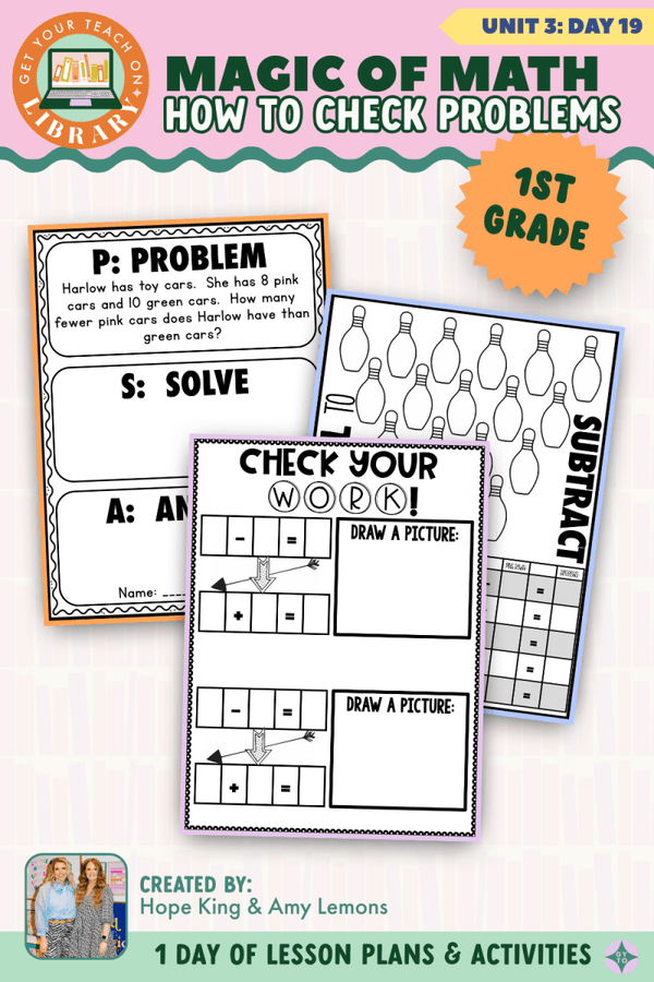 1st Grade Magic of Math Unit 3 Day 19: Checking Word Problems by Hope King, Amy Lemons and Get Your Teach On