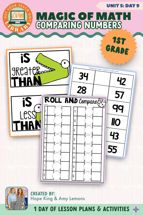 1st Grade Magic of Math Unit 5 Day 9: Comparing Numbers by Hope King, Amy Lemons and Get Your Teach On
