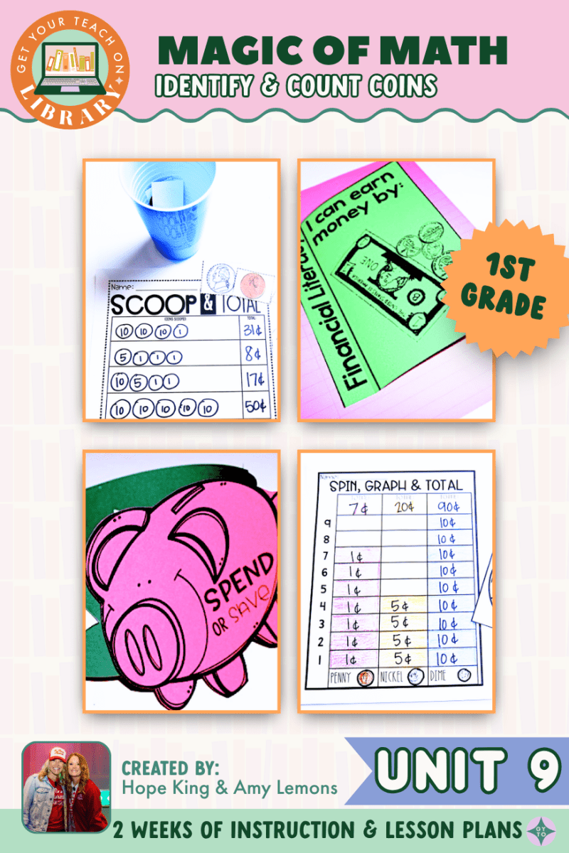 1st Grade Magic of Math Unit 9: Identifying & Counting Coins and Financial Literacy - Shop GYTO - Get Your Teach On