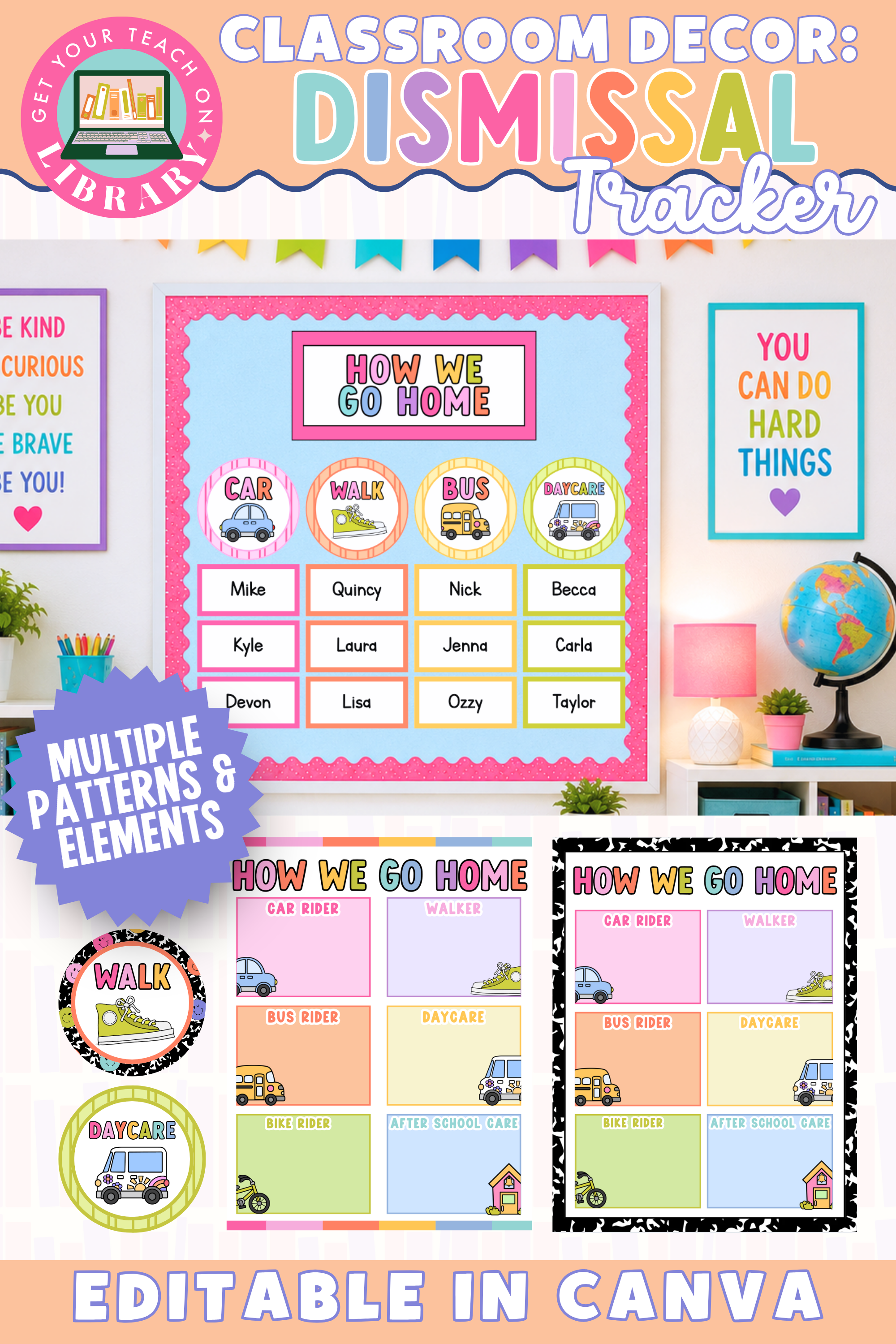 GYTO Classroom Decor: Dismissal Tracker | Visual Display | Bright Classroom Decor