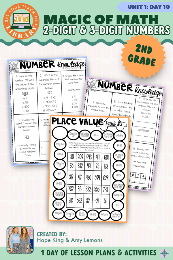 2nd Grade Magic of Math Unit 1 Day 10: 2-Digit and 3-Digit Numbers by Hope King, Amy Lemons and Get Your Teach On