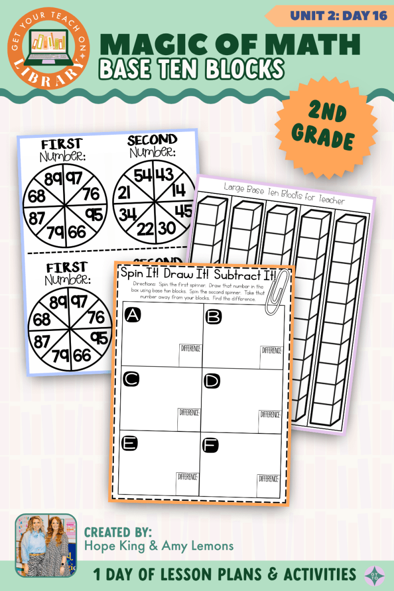 2nd Grade Magic of Math: Unit 2 Day 16 Subtract with Base Ten Blocks - Shop GYTO - Get Your Teach On