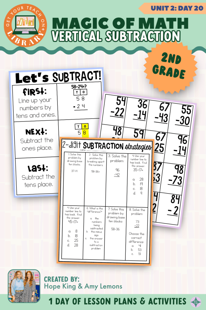 2nd Grade Magic of Math: Unit 2 Day 20 Vertical Subtraction - Shop GYTO - Get Your Teach On