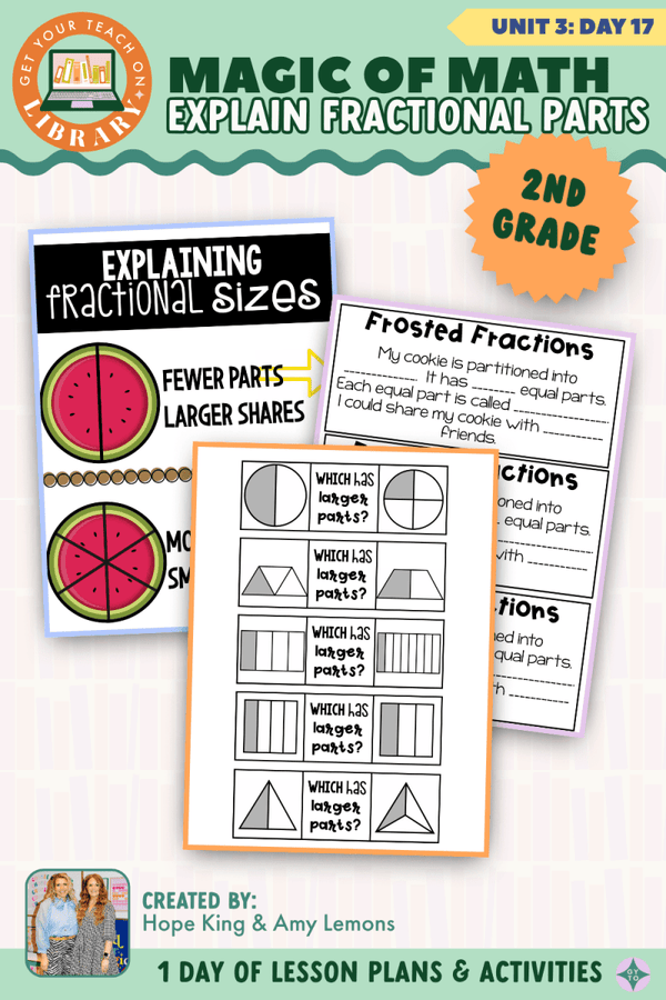 2nd Grade Magic of Math Unit 3 Day 17: Explain Fractional Parts by Hope King, Amy Lemons and Get Your Teach On