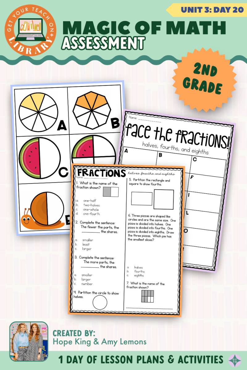 2nd Grade Magic of Math: Unit 3 Day 20 Fraction Assessment - Shop GYTO - Get Your Teach On