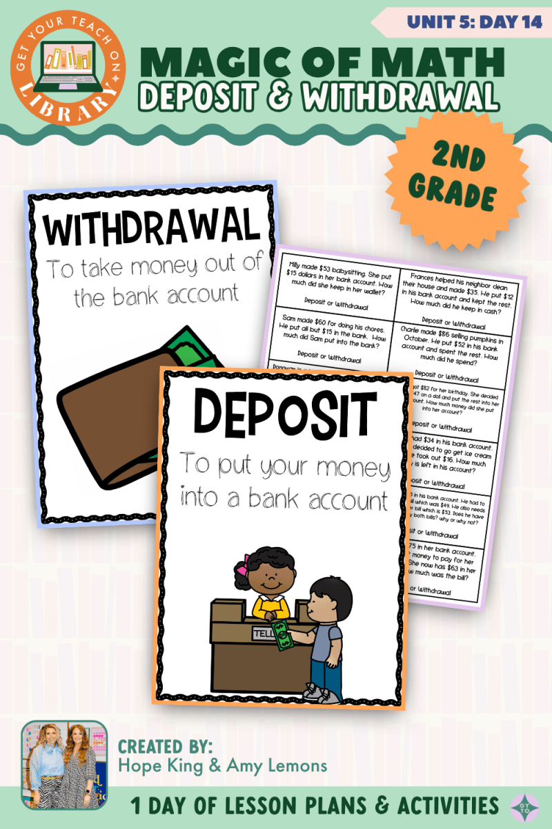 2nd Grade Magic of Math: Unit 5 Day 14 Deposit and Withdrawal - Shop GYTO - Get Your Teach On