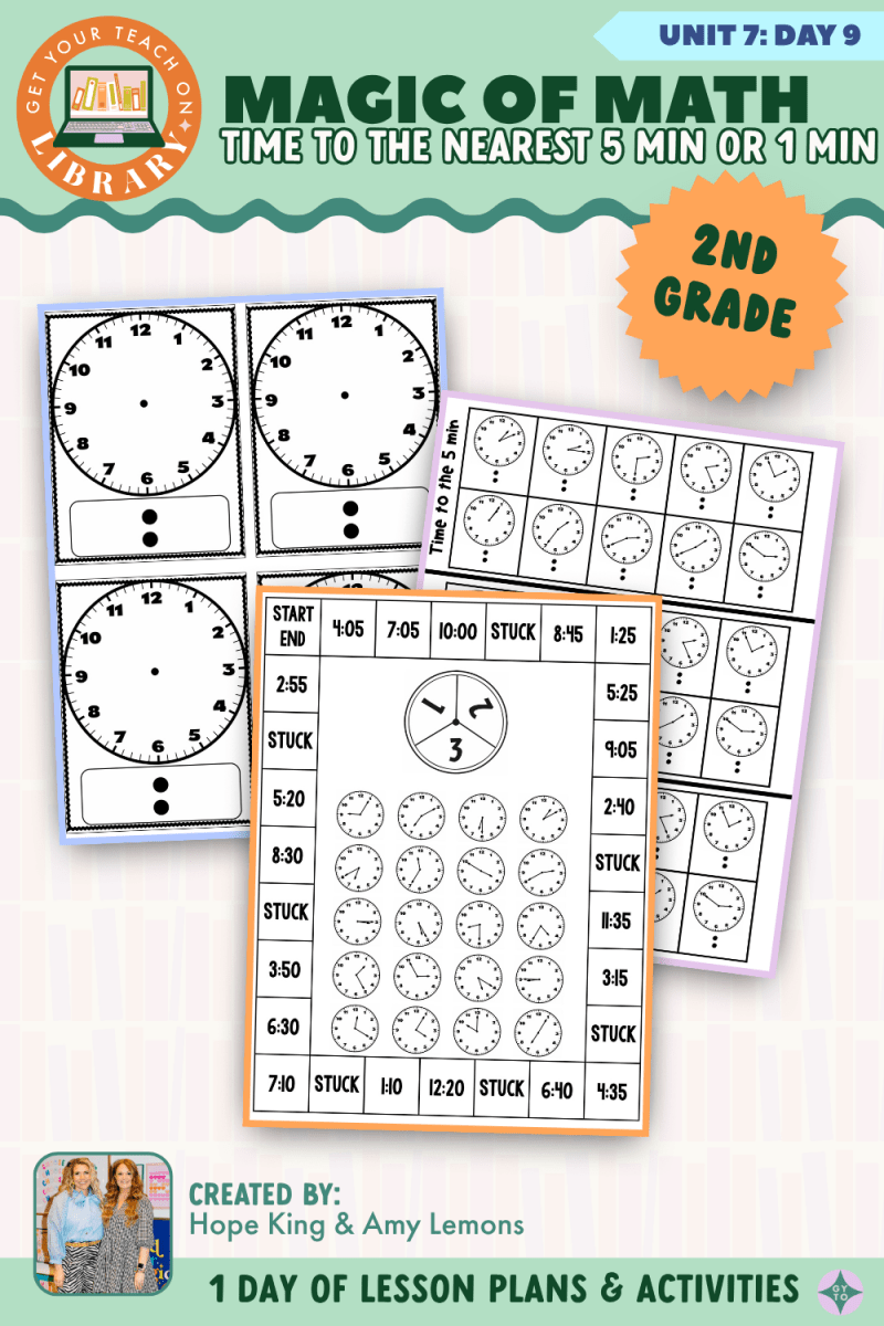 2nd Grade Magic of Math: Unit 7 Day 9 Time to the Nearest 5 Minutes or Minute - Shop GYTO - Get Your Teach On
