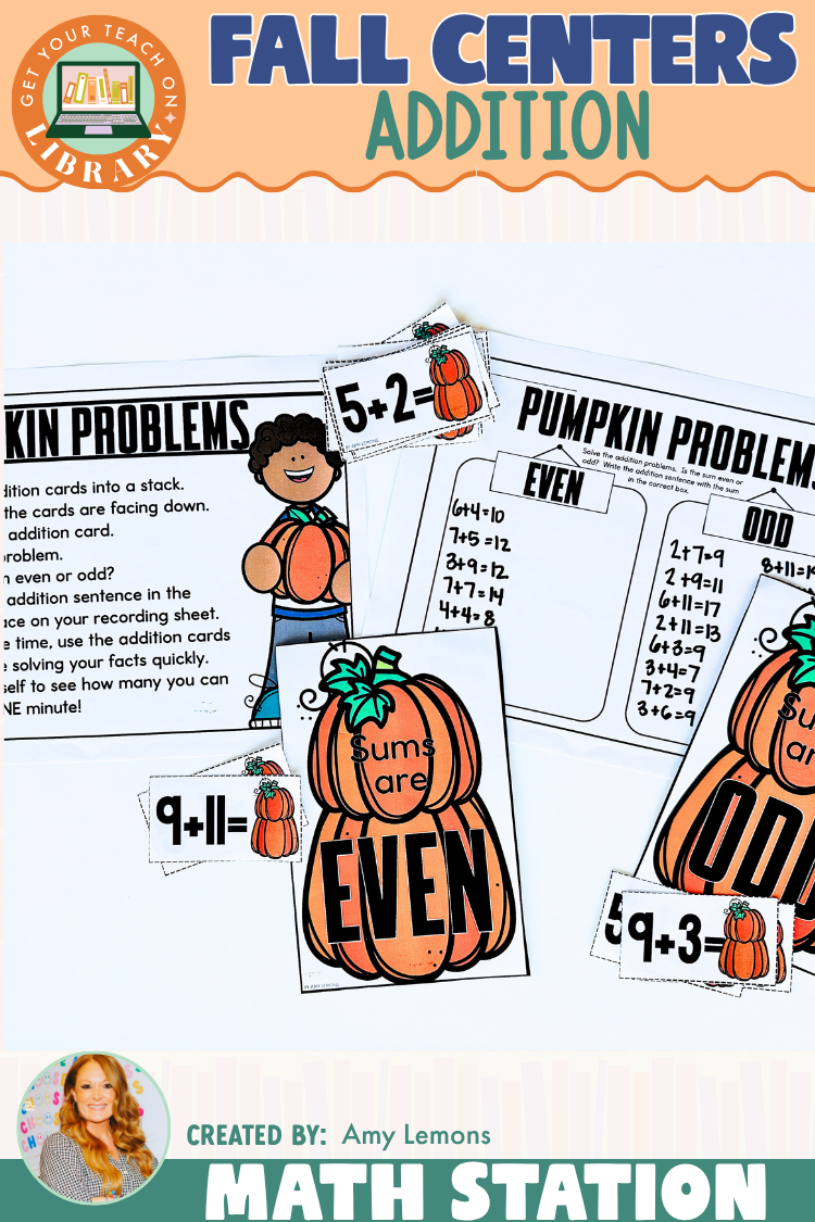 Fall Math Station: Addition Facts & Even and Odd Sums