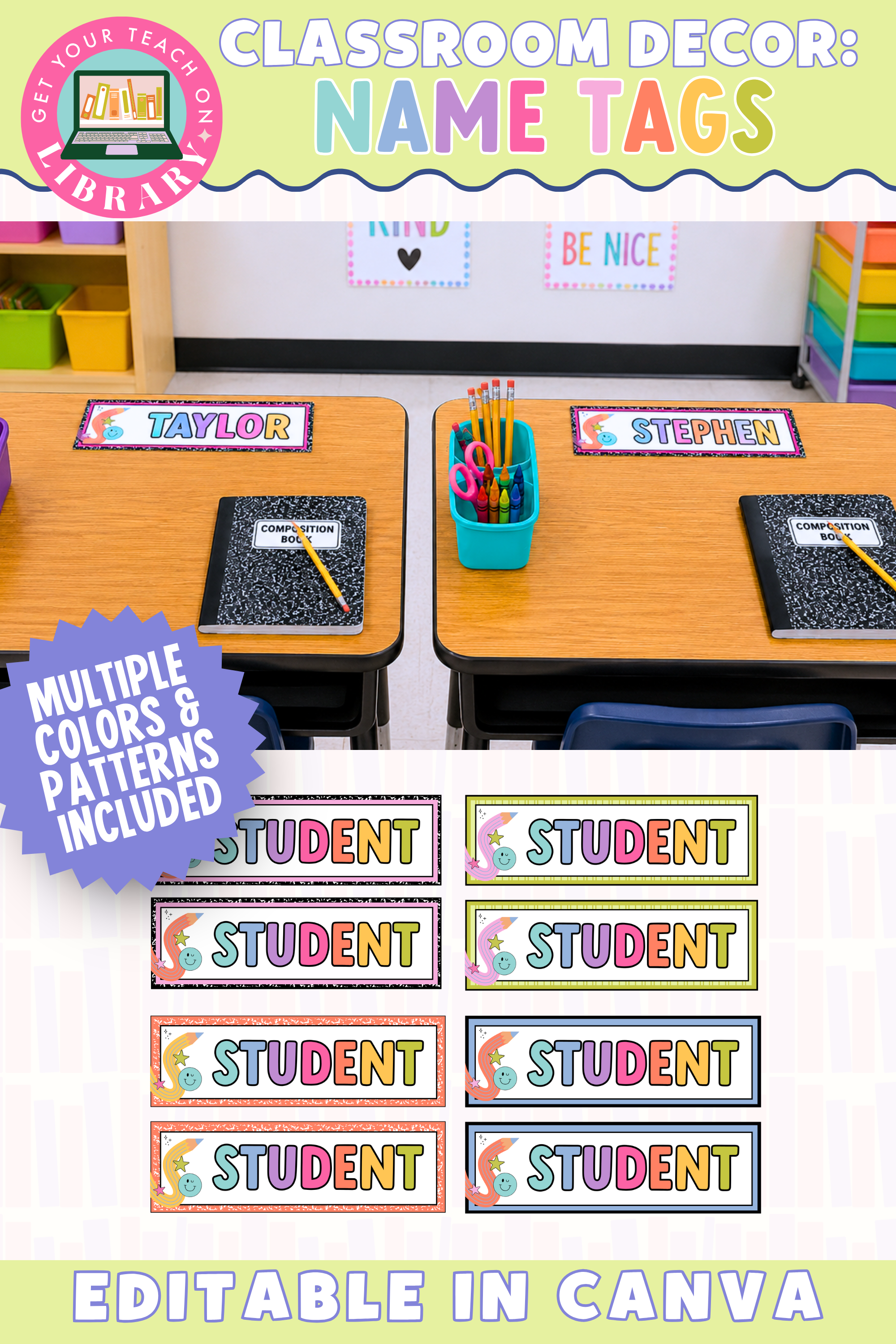 GYTO Classroom Decor: Student Name Tags | Bright Classroom Decor