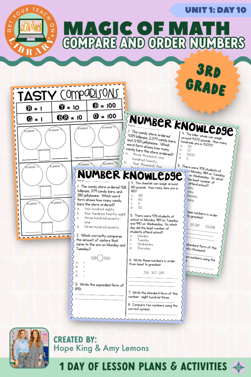 3rd Grade Magic of Math: Unit 1 Day 10 Compare and Order Numbers - Shop GYTO - Get Your Teach On