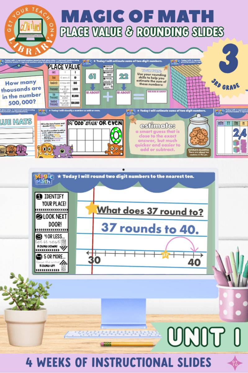 3rd Grade Magic of Math Unit 1: Instructional Slides: Place Value and Rounding Numbers - Shop GYTO - Get Your Teach On