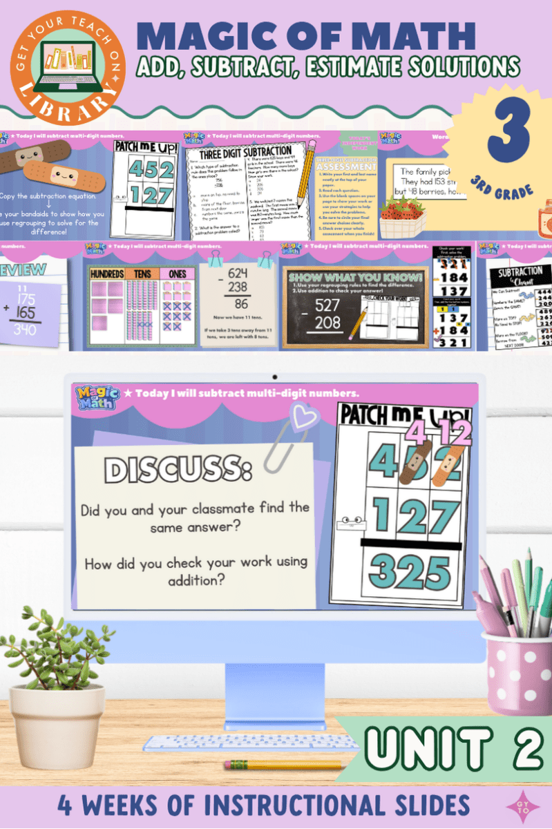 3rd Grade Magic of Math Unit 2: Instructional Slides: Addition and Subtraction Strategies & Estimating Solutions - Shop GYTO - Get Your Teach On