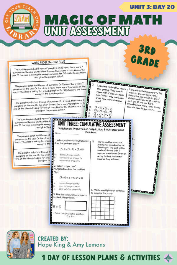 3rd Grade Magic of Math Unit 3 Day 20: Unit Assessment – printable math lesson by Hope King, Amy Lemons and Get Your Teach On