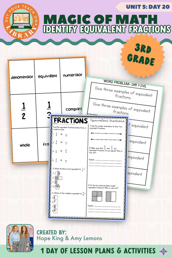 3rd Grade Magic of Math Unit 5 Day 20: Identify Equivalent Fractions by Hope King, Amy Lemons and Get Your Teach On