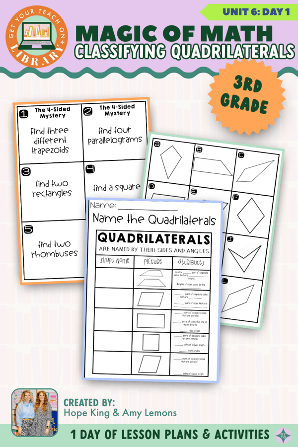 3rd Grade Magic of Math Unit 6 Day 1: Classifying Quadrilaterals by Hope King, Amy Lemons and Get Your Teach On