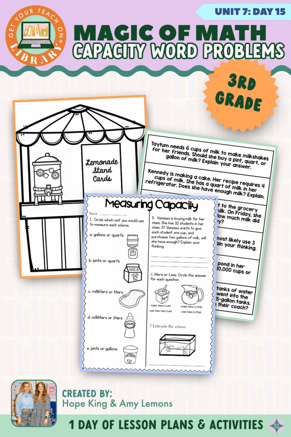 3rd Grade Magic of Math Unit 7 Day 15: Capacity Word Problems by Hope King, Amy Lemons and Get Your Teach On