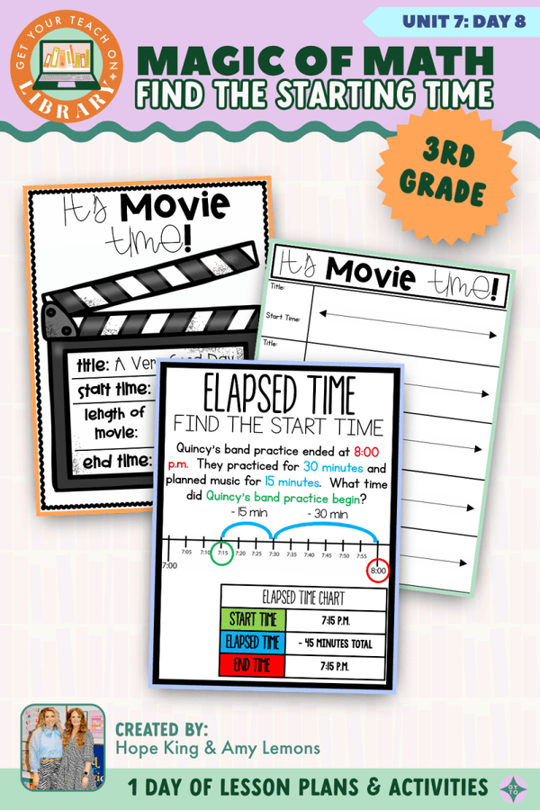 3rd Grade Magic of Math Unit 7 Day 8: Find the Starting Time by Hope King, Amy Lemons and Get Your Teach On
