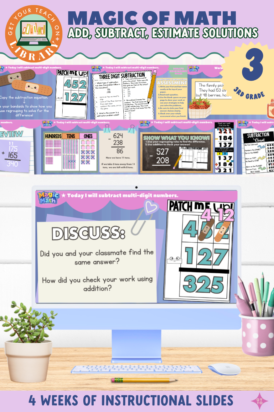 3rd Grade Magic of Math Instructional Slides: Addition and Subtraction Strategies & Estimating Solutions
