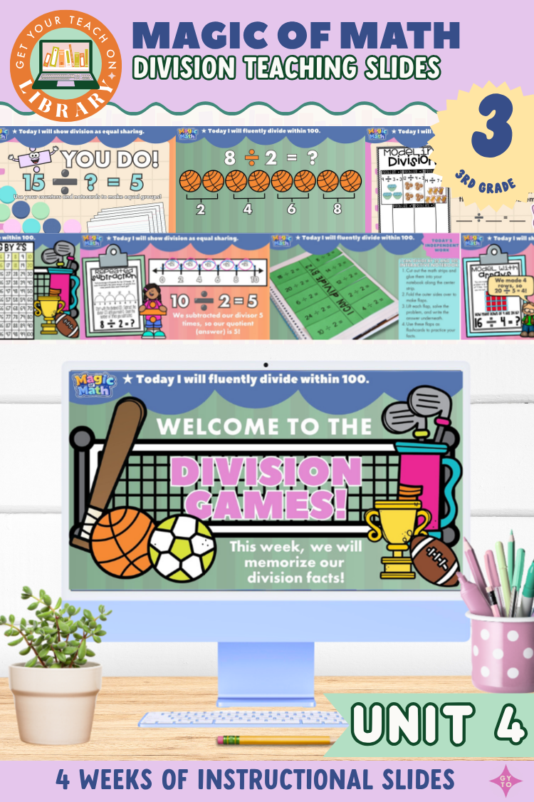3rd Grade Magic of Math Unit 4 Instructional Slides: Division Facts, Strategies, and Word Problems