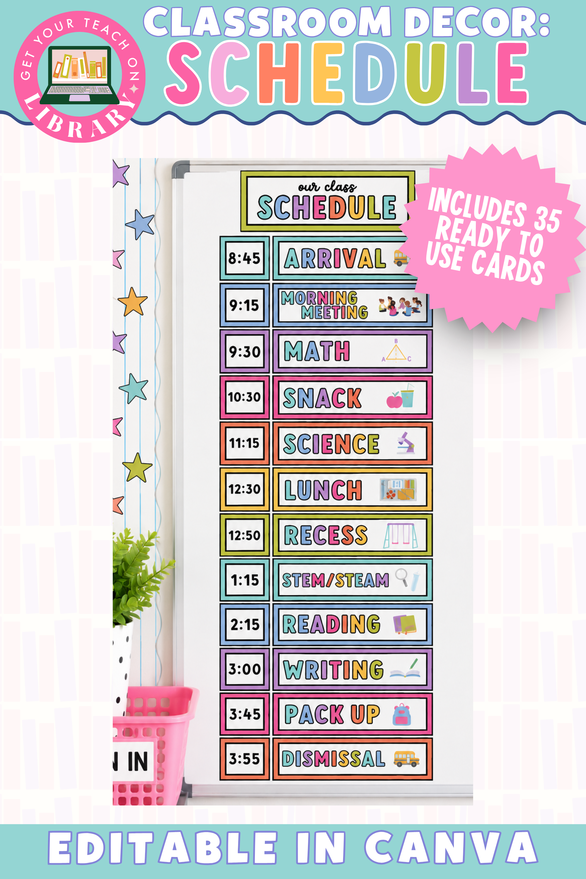 GYTO Classroom Decor: Daily Schedule Display | Bright Classroom Decor