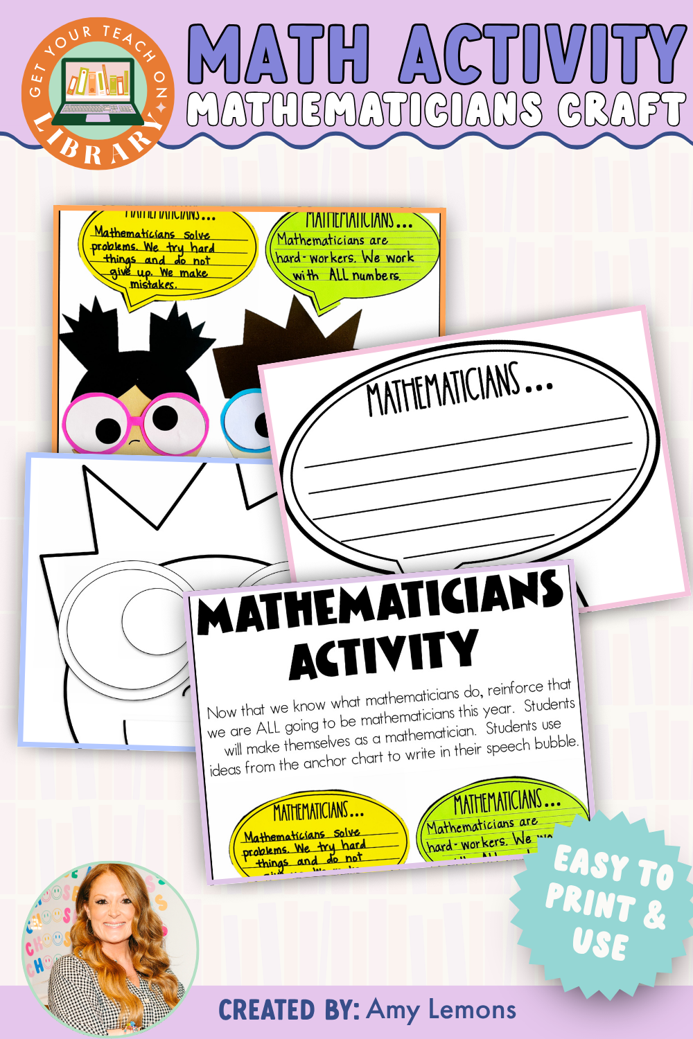 Back to School Math Activity: Mathematician Craft and Writing