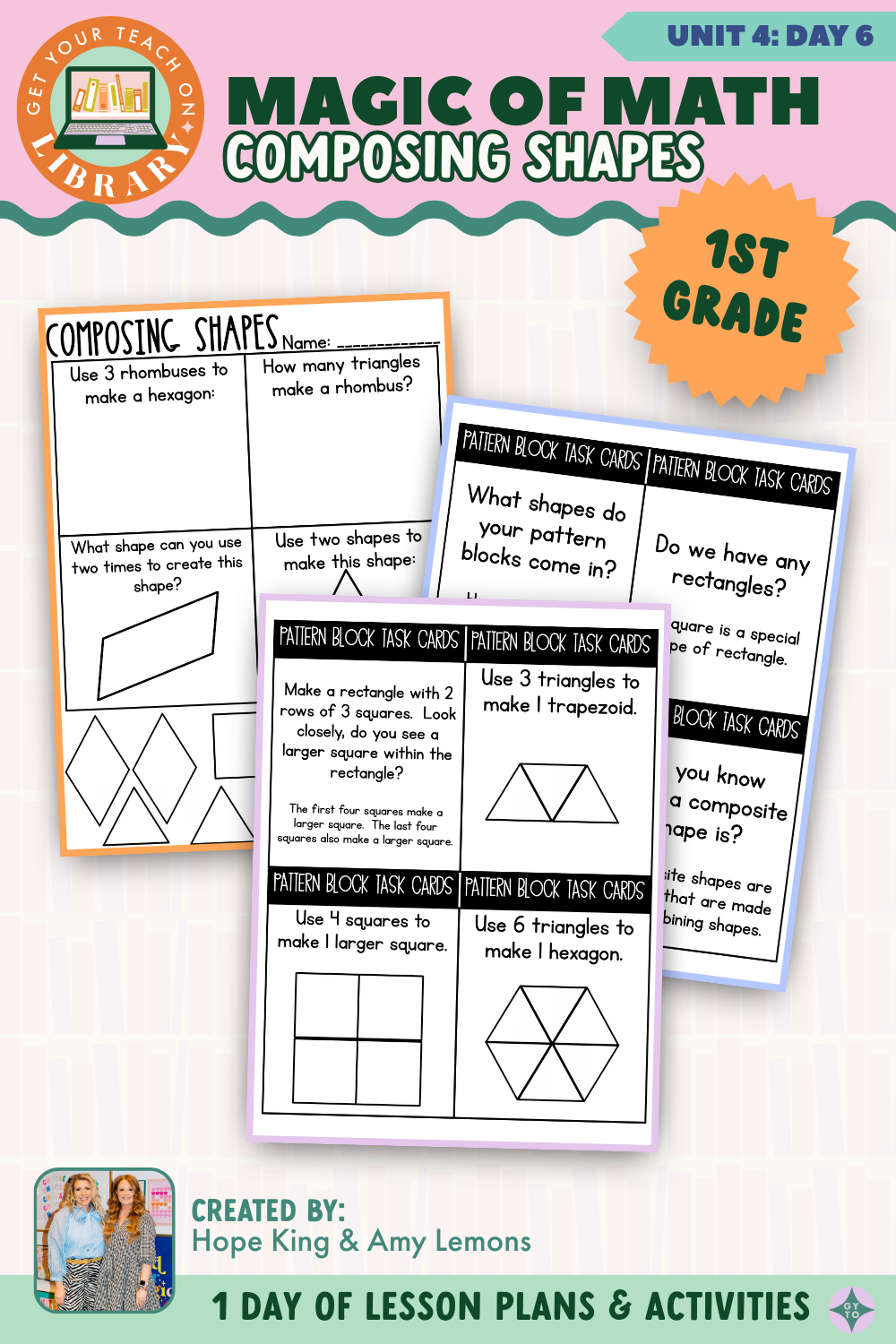 1st Grade Magic of Math: Unit 4 Day 6 Composing Shapes