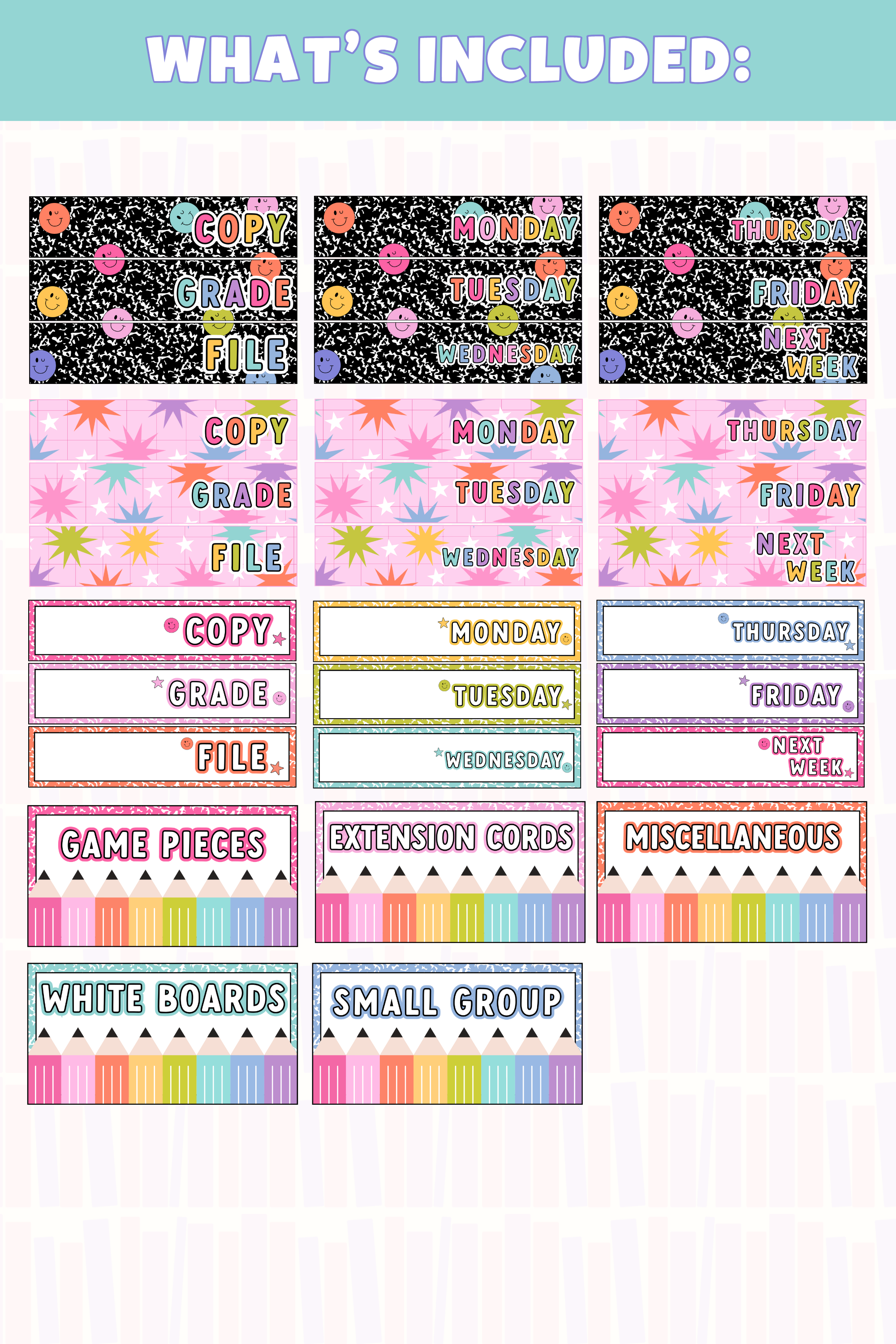 GYTO Classroom Decor: Drawer Cart Labels | Bright Classroom Decor