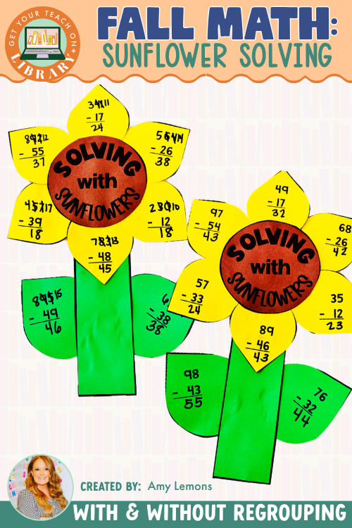 Fall Math Craft | Sunflower Addition & Subtraction with & without Regrouping