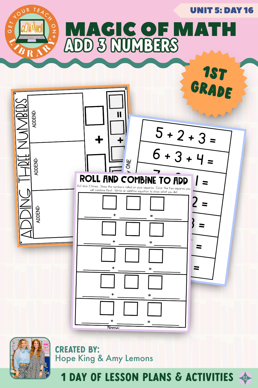 1st Grade Magic of Math: Unit 5 Day 16 Add 3 Numbers