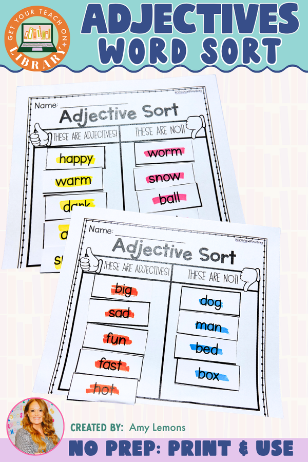 Adjectives Word Sort | Cut and Paste Grammar Activity