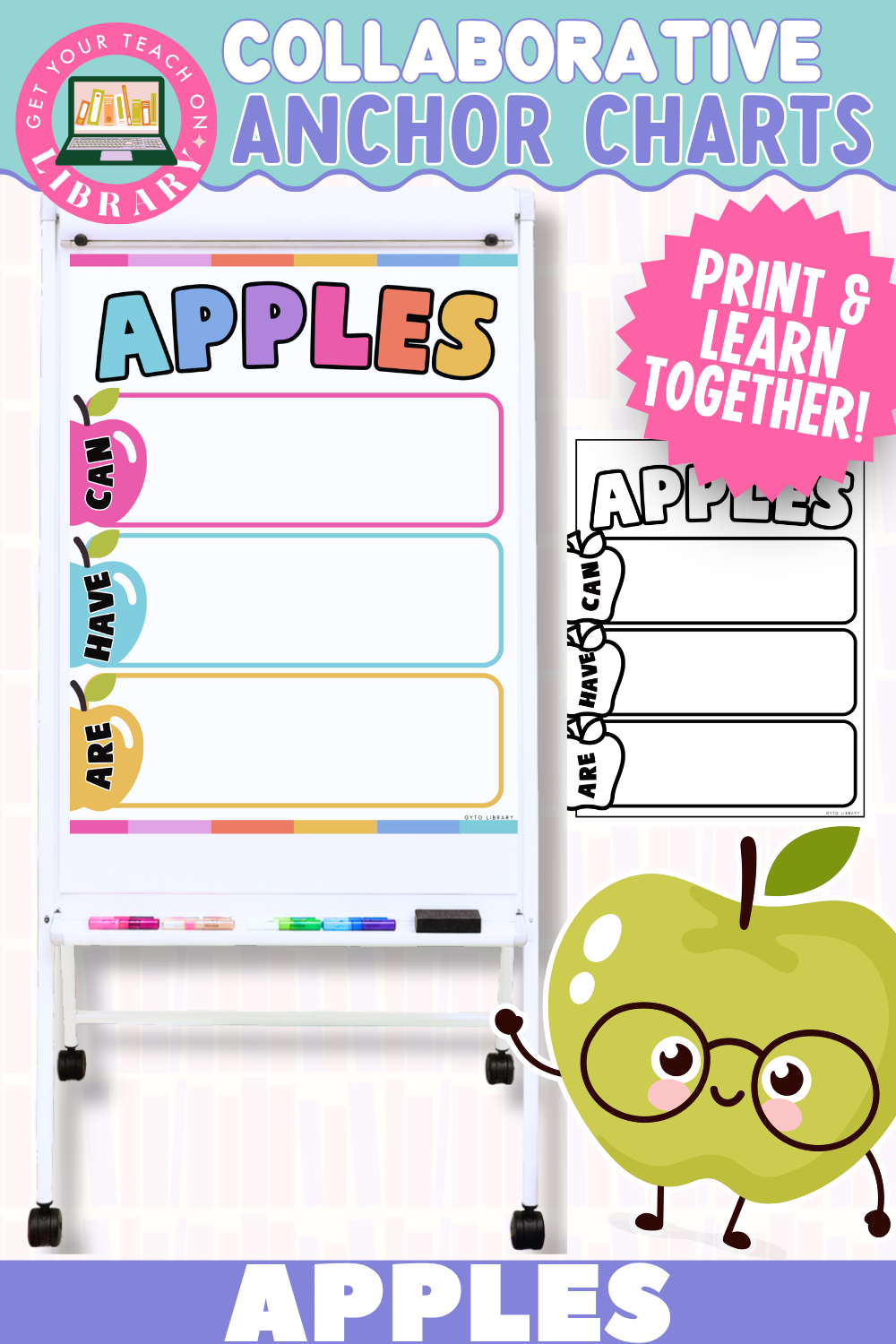 Collaborative Anchor Charts for Apples Can, Have, and Are | Editable Apple Poster Templates