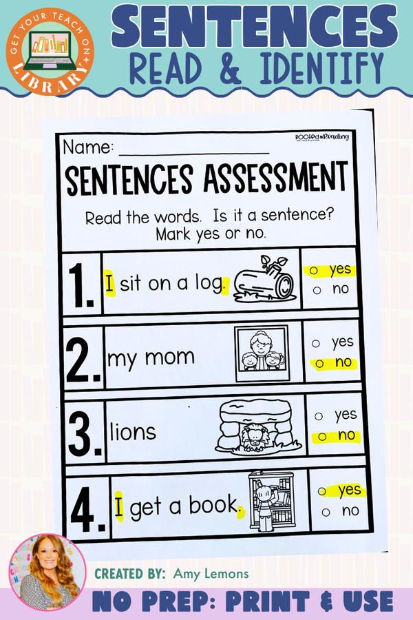 Sentences Assessment for Beginners | Read and Identify Complete Sentences
