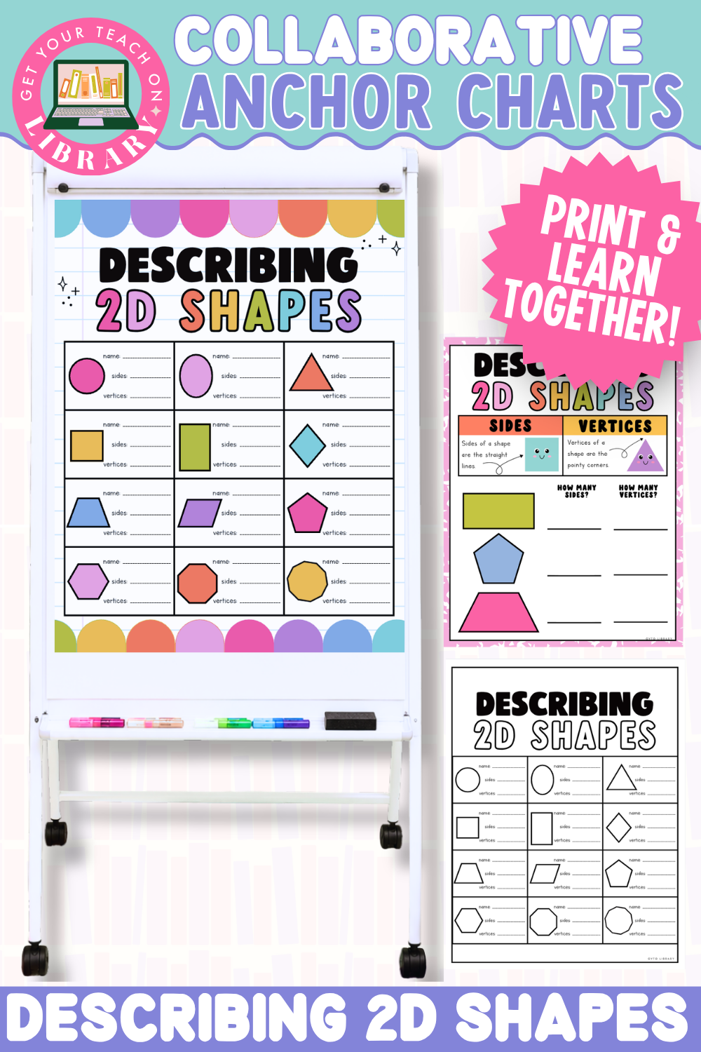 Collaborative Anchor Charts for Describing 2D Shapes | Editable Math Poster Templates