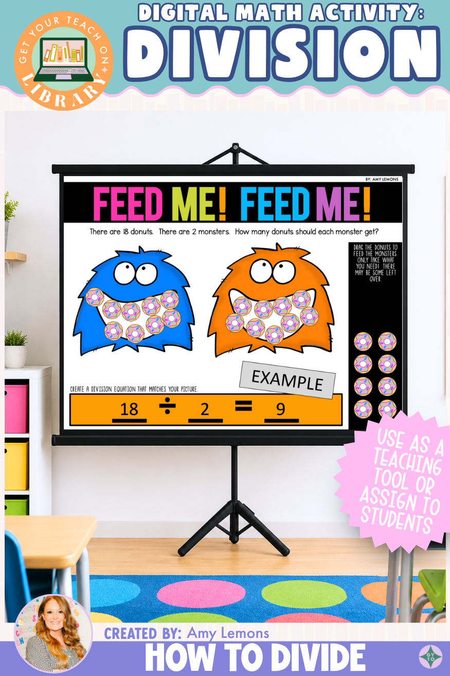 Feed Me! with Division Models | Digital Division Math Activity