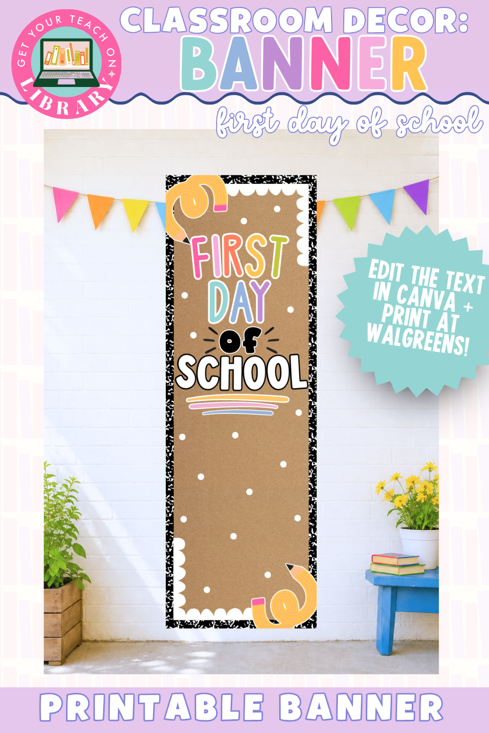 GYTO Classroom Decor: First Day of School Photo Banner | Bright Classroom Decor