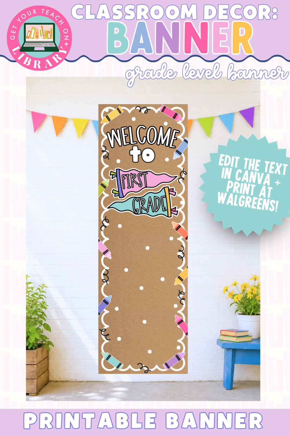 GYTO Classroom Decor: Welcome to Grade Level Printable Banner for Door | Bulletin Board Display | Bright Classroom Decor