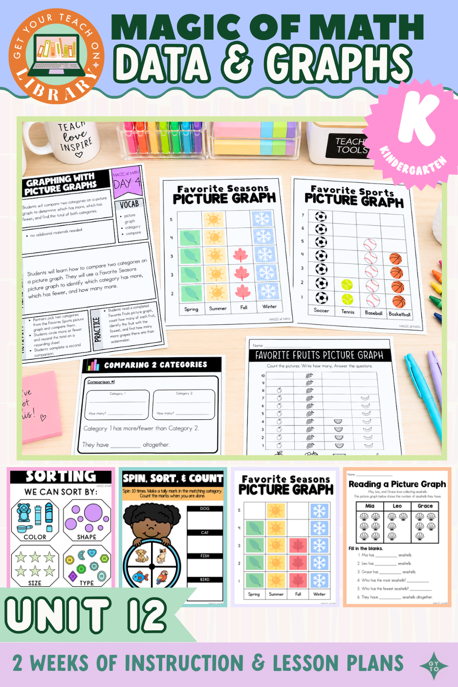 Kindergarten Magic of Math Unit 12 | Sort, Collect Data, and Graph
