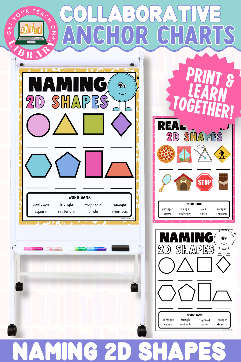 Collaborative Anchor Charts for Naming 2D Shapes | Editable Math Poster Templates