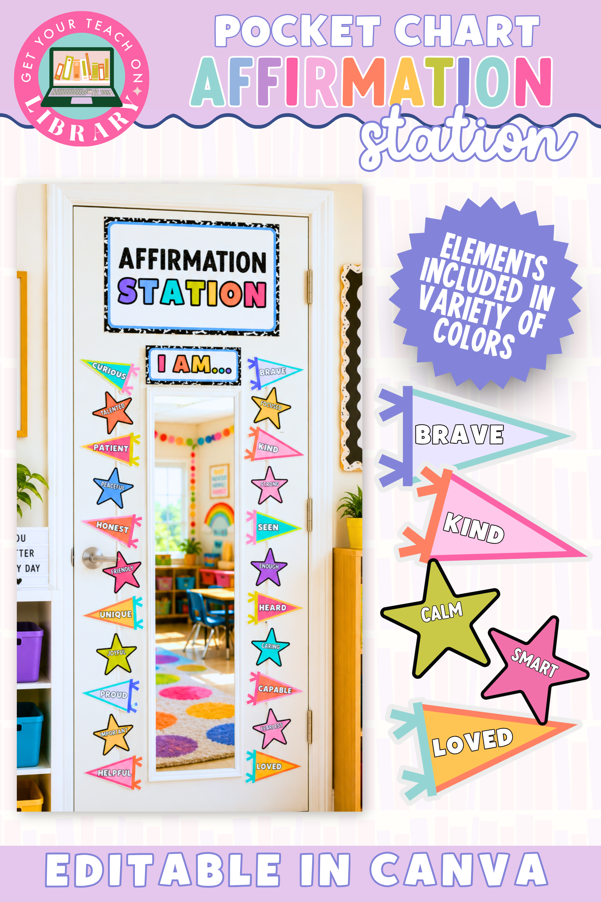 GYTO Classroom Decor: Affirmation Station Pennants | Bright Classroom Decor